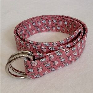 Vineyard Vines | Cocktail Drink Umbrella Classic D-Ring Cotton Ribbon Belt Coral